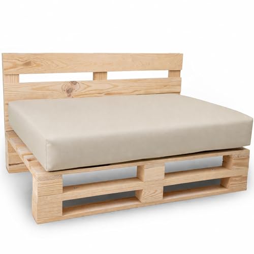 bananair Coussin Palette Déhoussable, Tissu Imperméable et Anti-UV – Assise 120x80 cm (Beige)