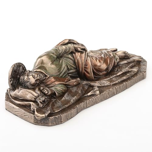 Estatua de San José Durmiente 6.25 in Bronce Resina miniatura 3