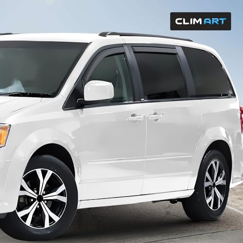 Image of CLIM ART in-Channel Incredibly Durable Rain Guards for Chrysler Town and Country 2008-2016, Original Window Deflectors, Vent Window Visors, Vent Deflector, 4 pcs.- 608320