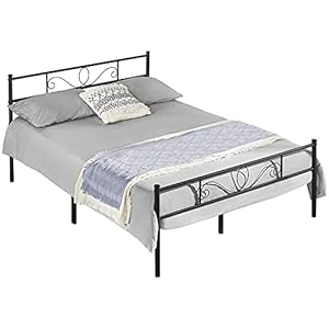 Yaheetech Eenpersoonsbedframe, bedframe, metalen bed, bedframe van metaal, voor matras van 140 x 200 cm, logeerbed, voor kleine ruimtes, zwart