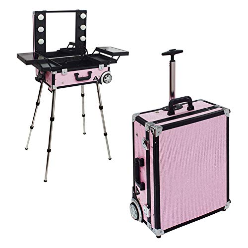ZZSQ Custodia per Treno per Trucco Lucchetto Sicuro a Specchio a Schermo Intero e 3 Colori Chiari Scatola da Viaggio cosmetica da Viaggio illuminata, Carrello per artisti Carrello da Studio