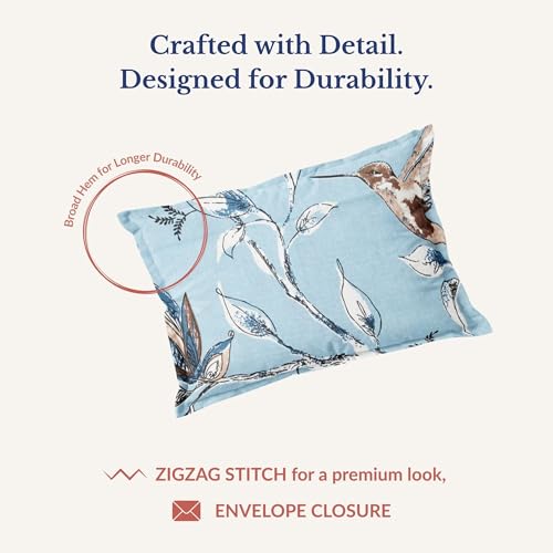 Image of Jaipur Weaves Single Bed Cotton Bedsheet with 1 Pillow Cover, 100% Pure Cotton Single Bedsheet 60x90 Inches, 180 TC Soft Breathable Bird Bed Sheet - (Pacific Blue Bird)