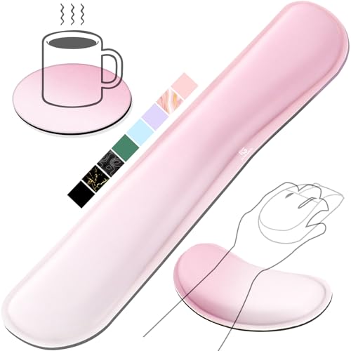 Image of Gimars Upgrade Enlarge Silky Gel Memory Foam Keyboard Wrist Rest, Wrist Rest for Computer Keyboard, Ergonomic Mouse pad Rests for Typing Pain Relief, Wrist Support for Office, Gaming, Pink Gradient