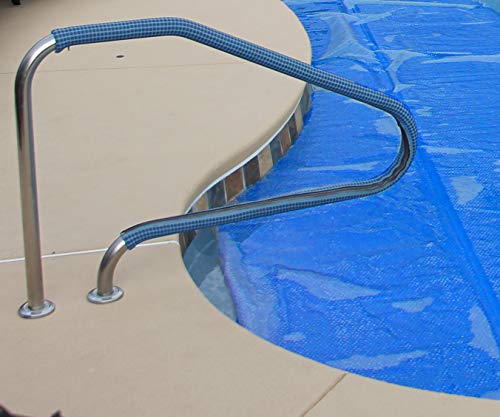 Rail Runners Blue In-Ground Swimming Pool Ladder & Handrail Cover | 8-Ft-By-1.9-Inches Diameter Piece | Slip Resistant Grip | Keeps Railings Cool In The Sun | Durable Nylon Material #TOP3