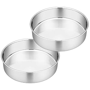 Homikit Cake Tin Set of 2, 8inch Round Cake Tins Stainless Steel for Baking Roasting, Christmas Birthday Layer Cake Mould Pan Bakeware, Healthy & Sturdy, Mirror Finished & Dishwasher Safe