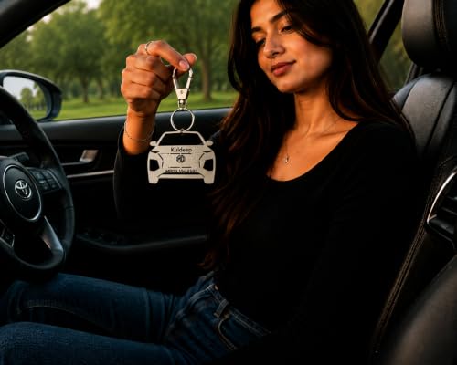Image of Personalized Stainless Steel Key Chain /Key Ring | Durable, Compatible with All Models | Customized Car Number Plate | Ideal Gift for Him (Silver)