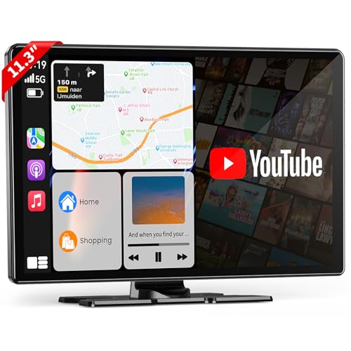 11.3' Wireless Carplay Screen for Car with N-etflix/YouTube/TikTok, Upgraded A-pple CarPlay &...