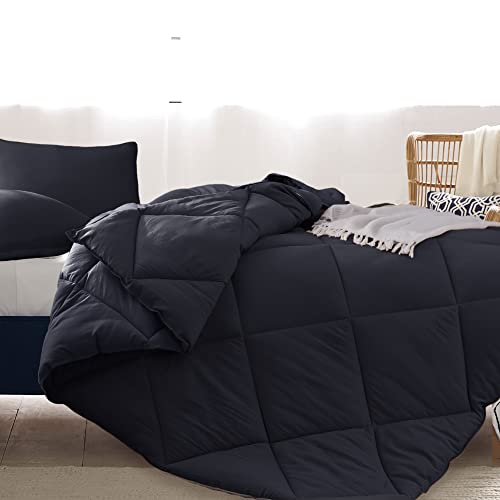 Domdec Heavyweight Quilted Comforter Twin Size Cozy Soft Washed Microfiber Duvet Insert Down Alternative Fill Hotel Collection Machine Washable Winter Warmth(68X88”, Grey) #TOP2