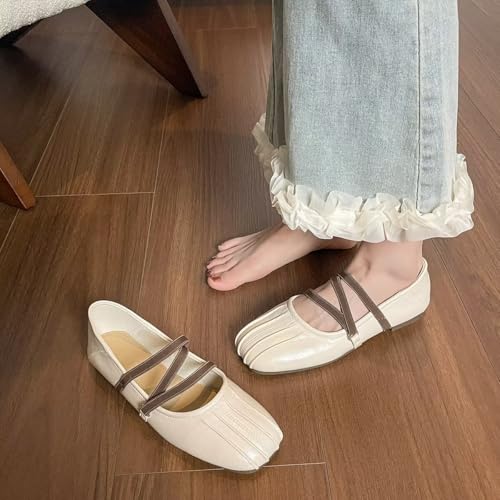 Hee grand Womens Mary Jane Shoes Square Toe Ballet Flats with Strap Comfortable Casual Slip On Flats2