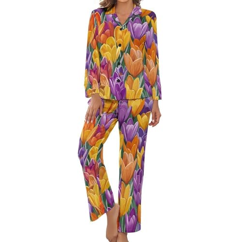Pyjama femme printemps été en tulle imprimé 2 pièces chic