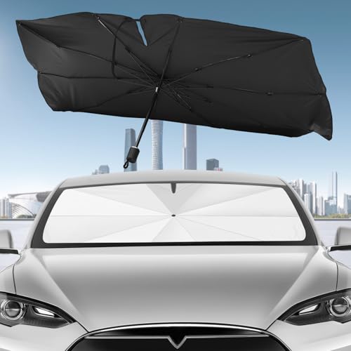 Car Windshield Sun Shade Umbrella 360 Rotation Foldable Front Windscreen Sun Shade Protector 55.1x31.1 Inch Universal Windshield Sunshade Umbrella Block Cover for Cars Trucks SUVs