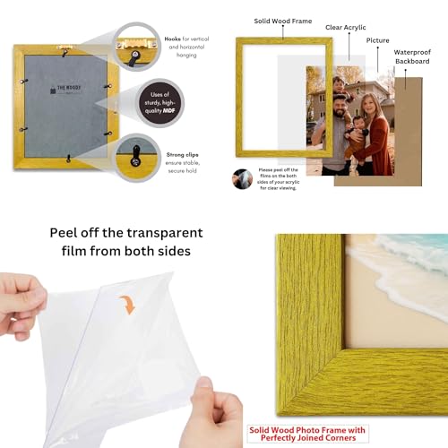 Image of A3 Size Photo Frame | Wall Frames That Brighten Any Room | Yellow Photo Frames For Wall Decor | Classic Wooden Photo Frame | Wedding Photo Frame (11.7x16.5 inch, Yellow)