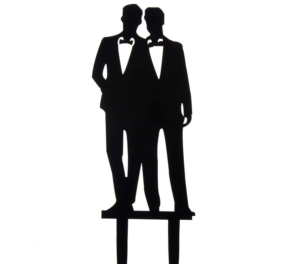 YAMI COCU Gay Wedding Cake Topper Acrylic Silhouette Couple Groom and Groom Wedding Party Decorations