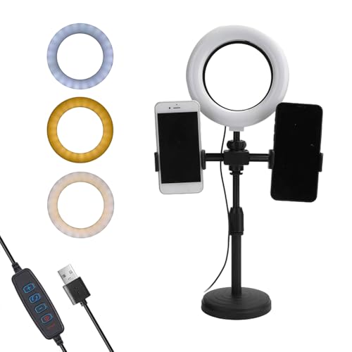 6 Inch Ring Light & Holder with Stand, Adjustable Height