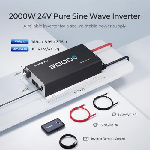 Renogy 2000W Pure Sine Wave Inverter 24V DC to 120V AC for RV Truck Home - image 8