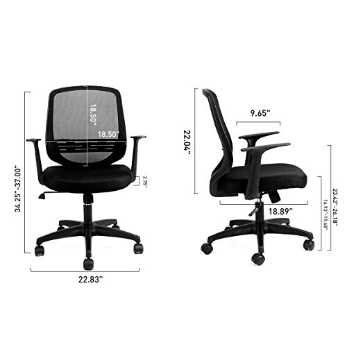 Hbada Home Desk Chair Mesh Office Chair with Arms and Adjustable Height, Black - Thumbnail 5