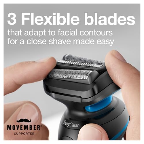 Image of Braun Electric Razor for Men, Waterproof Foil Shaver, Series 5 5050cs, Wet & Dry Shave, with Beard Trimmer and Body Groomer, Rechargeable, Charging Stand Included, Blue
