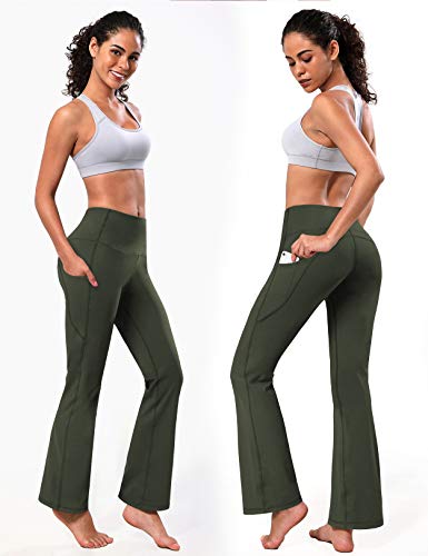 Image of BUBBLELIME 29 inch /31 inch /33 inch /35 inch /37 inch 3 Styles Women's High Waist Bootcut Yoga Pants Basic /Side Pockets Tummy Control Workout Flared
