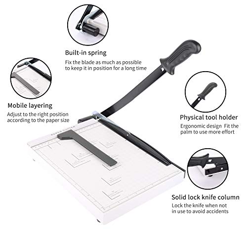 Paper Cutter Guillotine, Paper Cutter and Trimmer with Dual Paper Guide Bars, Heavy Duty Metal Base Trimmer for Home, Office, 12 Sheets Capacity, A4 Size, 12 Inch Cut Length