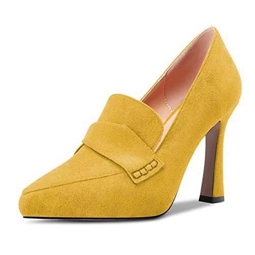 Castamere Women Stiletto High Heel Close Pointed Toe Pumps Slip-on Office Party Clear Cute Shoes 3.9 Inches Heels2