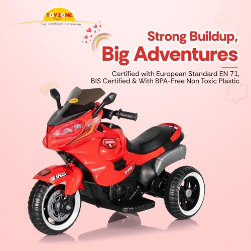 Image of Toyzone Impex Pvt Ltd Roach Ev M Bike Red | Rechargeable Bike 6V | Powered by 6.5 Ah Battery | Music Player with Bluetoooth & USB | 6 Month Battery Warranty | Make in India | for Kids 2+ Years