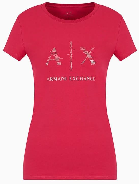Armani Exchange Womens Slim Fit Cotton Jersey Sequined Logo Tee - Image 3