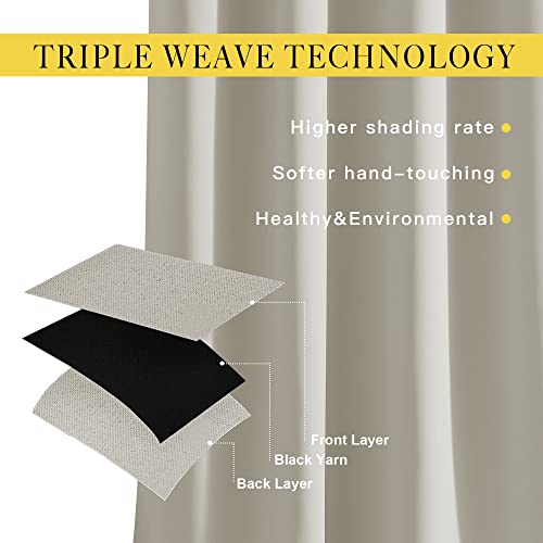 NICETOWN Natural Blackout Living Room Curtain - Grommet Window Treatment Thermal Insulated Solid Room Darkening Drapes Sound Dampening for Bedroom, 1 Panel, W52 x L63