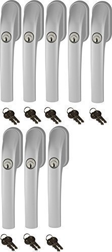 Abus FG300 abschließbarer Fenstergriff, Silber, im Set 8 Stück alle gleichschließend AL0089 mit insgesamt 16 Schlüssel