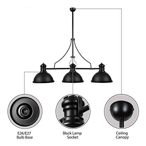 image for BAYCHEER Industrial Retro Vintage Style Three-Light Pool Table Light L