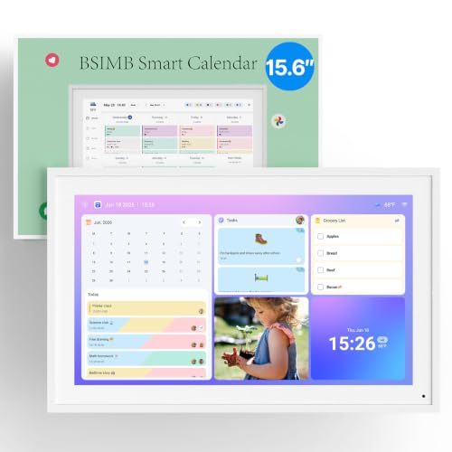 BSIMB 15.6 Inch Digital Calendar - Chore Chart, Meal Planner, Rewards System, Photo Display, Smart...