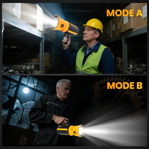 Image of LETOUR Rechargeable LED Spotlight Flashlight 1450000Lumen with 90 Rotate Head Super Bright Spot Lights Outdoor Handheld, IPX6 Waterproof Flashlight for Emergencies