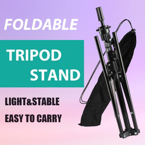 image for PECGMZJ 63 Inch Mannequin Head Stand Wig Stand Tripod,Foldable Adjusta