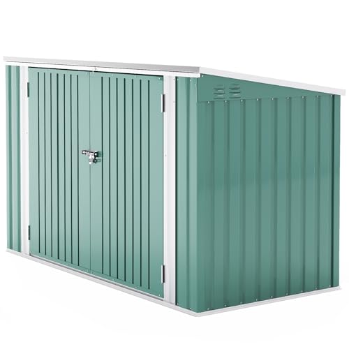 XEMQENER Lockable Garden Storage Shed, Outdoor Bike Shed with Door and Roof, Metal Galvanized Steel...