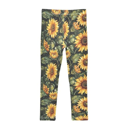 Girls Leggings Sunflower Florals Soft Toddler Leggings for Girls Kids Pants Size 4T-10T2