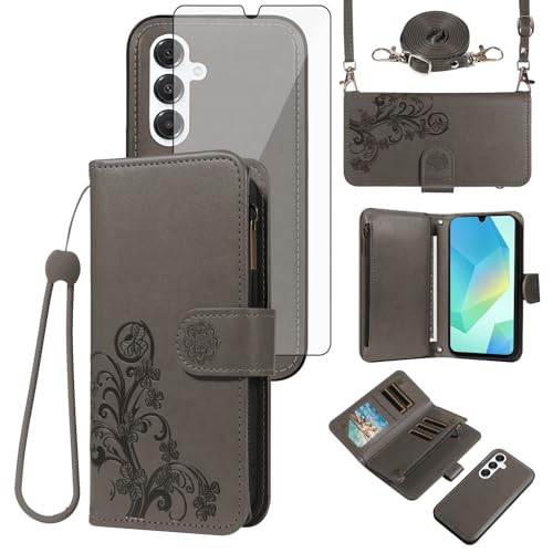 Étui chic Samsung Galaxy A16 5G avec fermeture éclair et bandoulière amovible