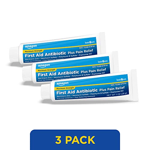 Amazon Basic Care Maximum Strength First Aid Triple Antibiotic Ointment, Pain Relief For Minor Cuts, Scrapes and Burns, 3 Ounces - image 6