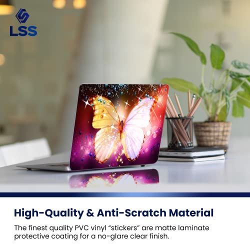 Image of LSS 17 17.3 Inches Laptop Notebook Skin Sticker with 2 Wrist Pads - Reusable Cover Protector Vinyl Sticker Cover Decal Fits 17 inch - 19 inch HP Asus Acer - Sparkling Butterfly Pattern