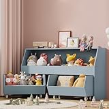 ZOPEND Toy Storage and Organizer for Kid, Boys and Girls Muti-Functional Bookcase and Storage Bin with Moveable Drawers, Children Toddler Storage Carbinet for Playroom, Bedroom, Nursery Sky Blue