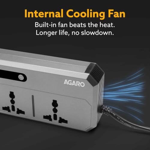Image of AGARO Elite 200W Car Power Inverter, 7-in-1 Converter with PD36W Type-C, QC3.0 30W USB-A, 2 AC Outlets, Car Outlet, Master Switch & LCD Display for Laptops & Phones