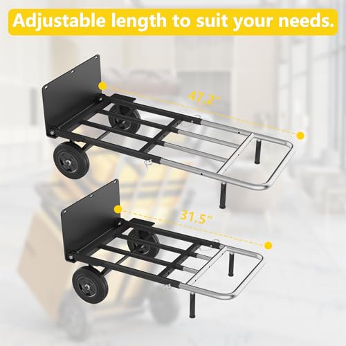 Carretilla plegable para carga hasta 600 lb con ruedas miniatura 4