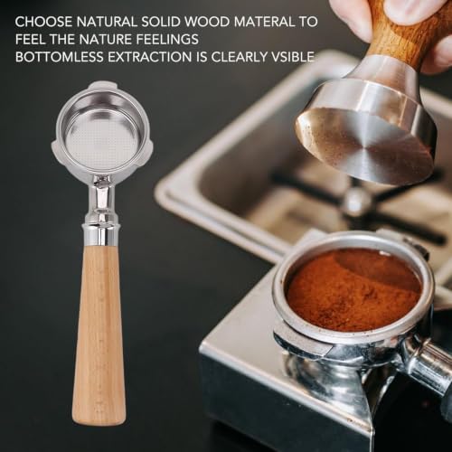 Image of THW Bottomless Portafilter Coffee Machine 51mm Dining & Bar | Small Kitchen Appliances | Coffee Makers | cafetaria | Espresso Coffee spares (Wooden Handle)(FOR INDIAN COFFEE MACHINES ONLY)