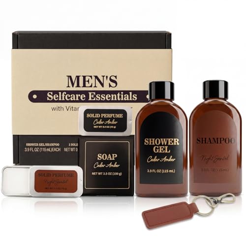 Product Image of the Gifts for Men 6 Pcs Cedar & Sandal Mens Gifts Set with Shampoo, Body Wash, Soap, Self Care Bath Set, Christmas Birthday Fathers Day Gift Box for Him