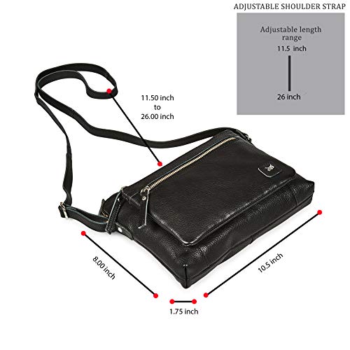 Wise Owl Accessories Small Soft Pebbled Real Leather Crossbody Handbags Purses Triple Zip Premium Sling Crossover Shoulder Bag for Women Gift (Black Nappa) - Thumbnail 3