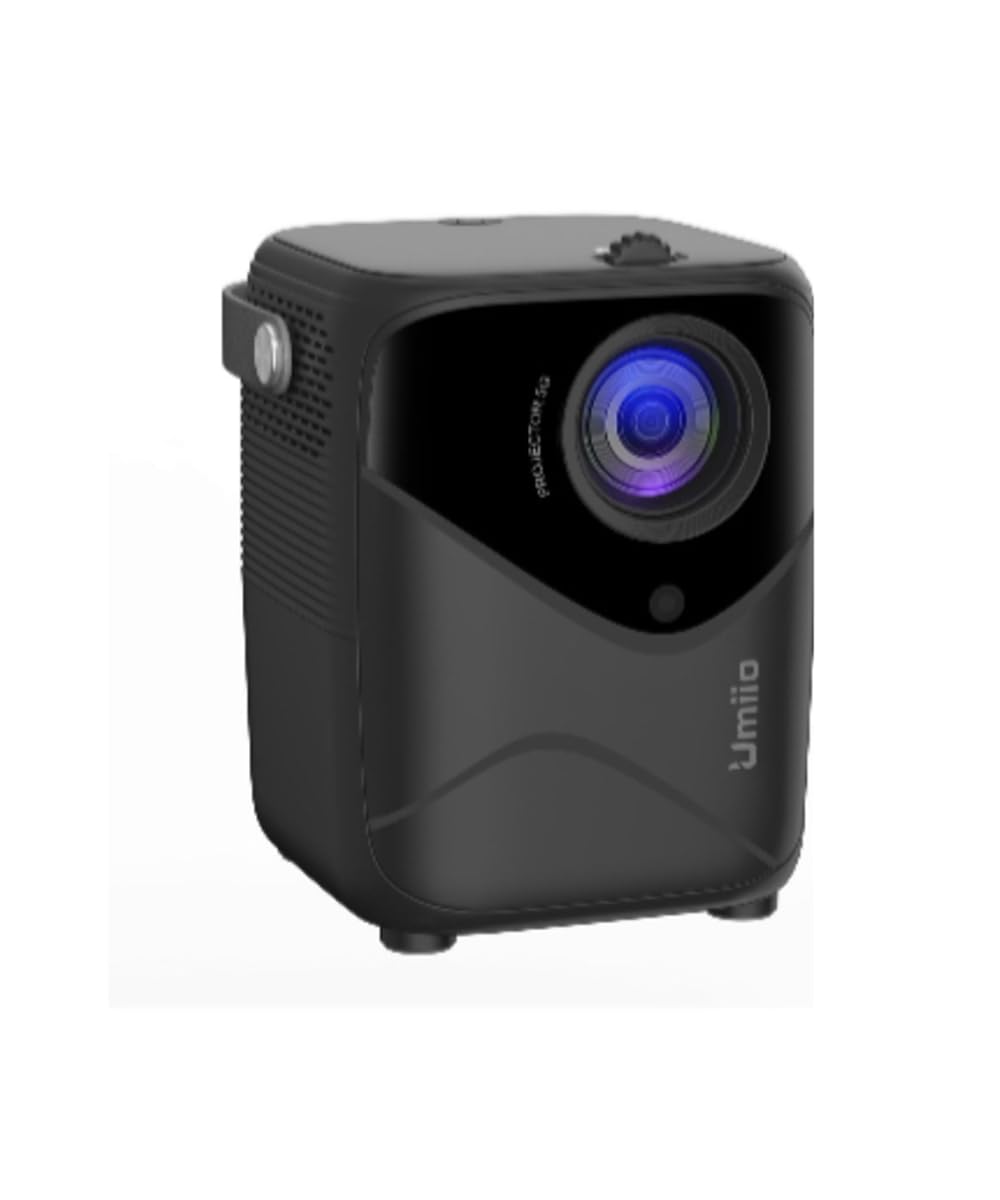 Umiio Q1 Portable Video Projector 2.4/5G WiFi Bluetooth Quadrangle Trapezoid 0.8-5M Projection Distance 1920 * 1080 Resolution Android Projector For Move Music TV Game Casting with Tripod (Black)