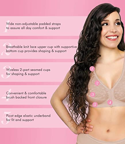 Exquisite Form Fully Full-Coverage Posture Bra, Wire-Free, Front Closure, Lace #5100565 #TOP4