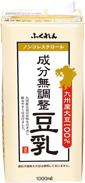 ふくれん 九州産大豆 成分無調整豆乳 1000ml紙パック&times;18(6&times;3)本入