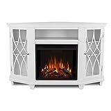 Real Flame Lynette 56' Corner Electric Fireplace TV Stand or TVs up to 55 inches, Entertainment Center with Electric Fireplace, Living Room TV Stand with Fireplace, White