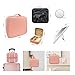 WITFAMILY Make up Tasche mit Spiegel，Travel Makeup Bag mit 1/10x Spiegel und 3 Farbe Licht，Make up Organizer Tasche mit Aufbewahrung von Make-up-Pinseln, Makeup Organizers für Frauen(Rosa Leder)