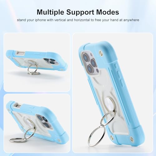 Image of MARKILL Compatible with iPhone with Built-in 360Rotating Ring Stand, Military Grade Drop Protection Full Body Rugged Heavy Duty Case Durable Cover (Ice Blue, iPhone 16 Pro Max 6.9 inch)