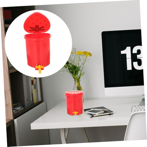 Lata de basura pequeña con tapa estilo fresa 1.5L miniatura 5